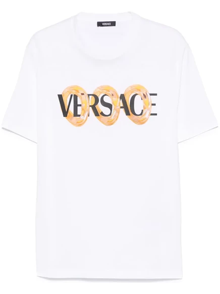 Мужская футболка Versace Maxi Chain с логотипом, белая