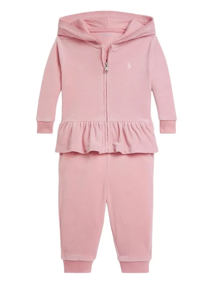 Детский спортивный костюм POLO RALPH LAUREN с капюшоном и оборками для мальчиков pink