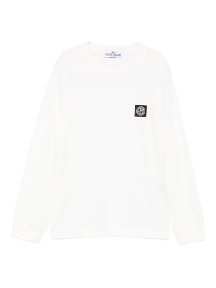 Детская толстовка Stone Island Junior с логотипом, белая