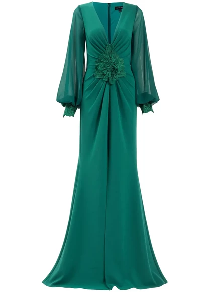 Женское вечернее платье Tadashi Shoji с драпировкой, изумрудное