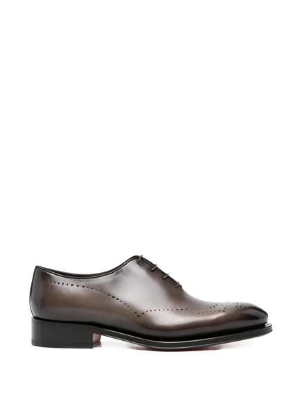 Мужские оксфорды Santoni с перфорацией, коричневые