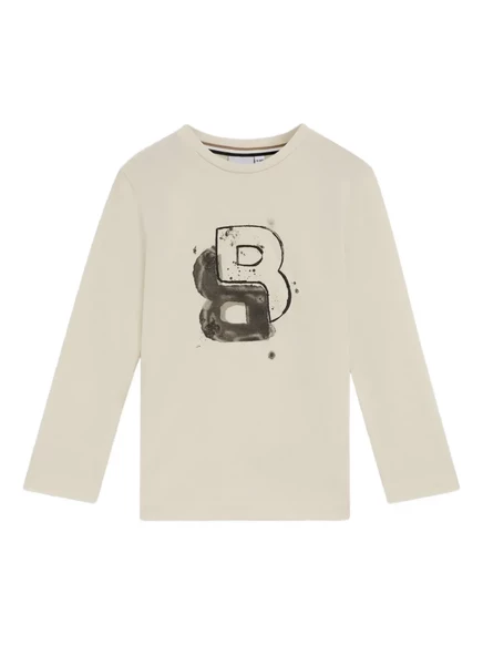 Детская футболка BOSS Kidswear с принтом, песочная