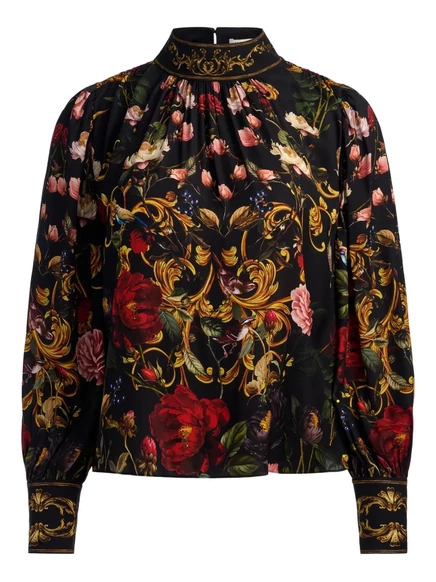 блузка alice + olivia Marion со сборкой и имитацией шеи