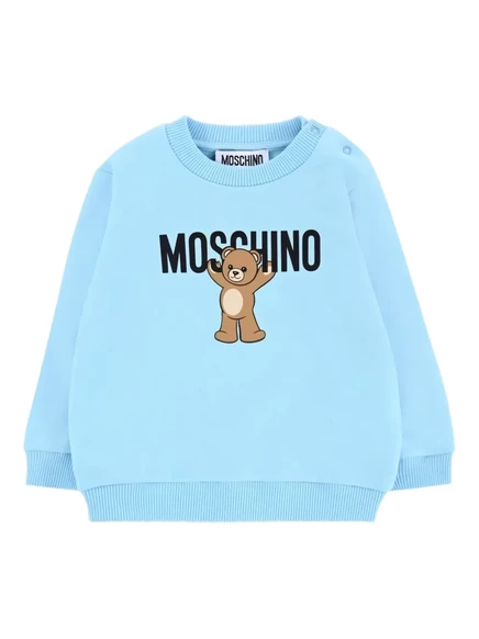 Толстовка с круглым вырезом и принтом Moschino Kids teddy blue