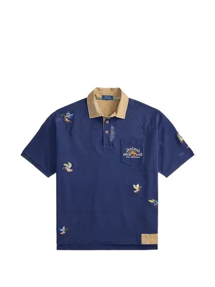 Мужская рубашка поло Polo Ralph Lauren с вышивкой утки, синяя