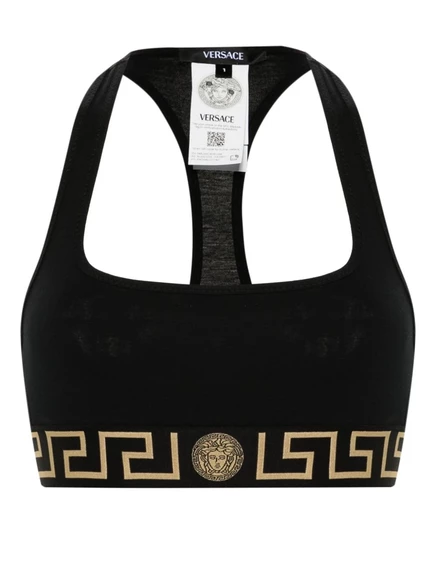 Треугольный бюстгальтер с каймой от Versace Greca black