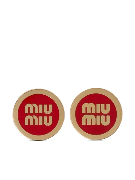 Женские серьги-гвоздики Miu Miu с логотипом, золотистые