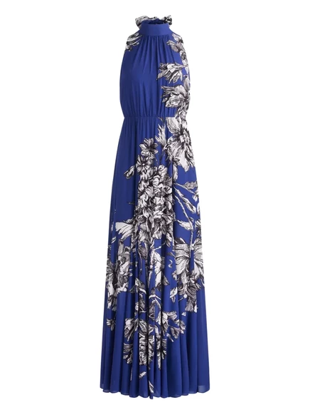 Женское макси-платье Alice & Olivia Dita с драпированным воротником, синее