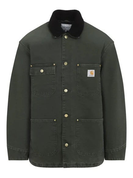 Мужская куртка Carhartt WIP, вельветовый воротник, зелёная