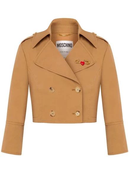 Женский жакет Moschino двубортный укороченный, горчичный