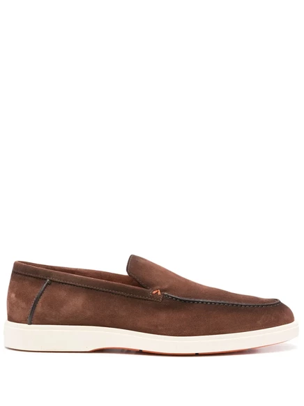 Мужские лоферы Santoni замшевые, коричневые