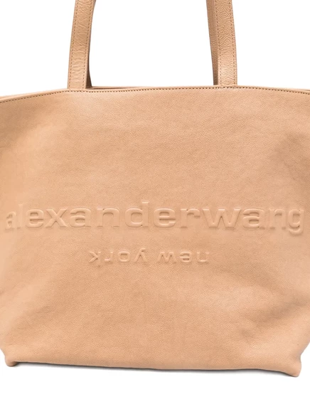 Женская сумка-тоут Alexander Wang тисненый логотип, бежевая