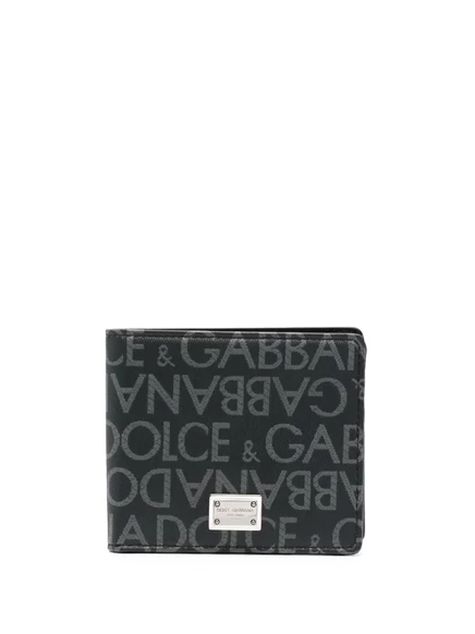 Мужское портмоне Dolce & Gabbana жаккард, серо-черное