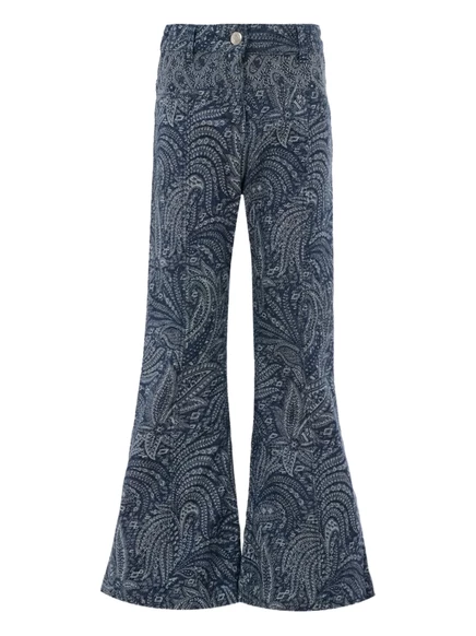 Детские расклешенные джинсы Etro Kids с пейсли, синие