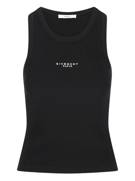 Женская майка Givenchy ребристая с логотипом, черная