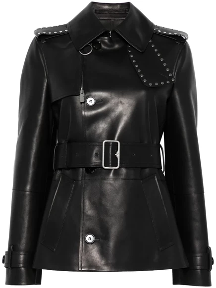 Женская кожаная куртка Burberry, черная