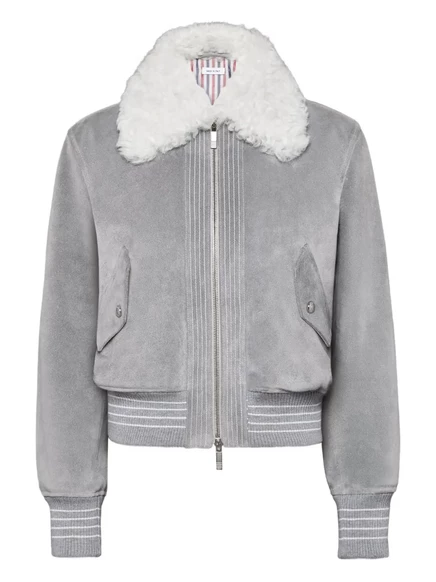 Женская замшевая куртка Thom Browne, серая