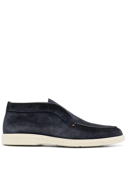 Кожаные мокасины Santoni с отделкой в тон  blue