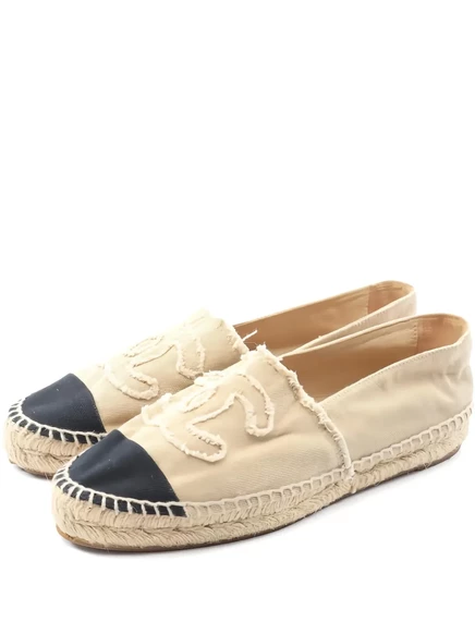 Женские эспадрильи CHANEL Pre-Owned Coco-mark, бежевые
