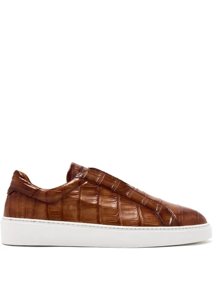 Кроссовки Magnanni с тиснением под крокодила  brown