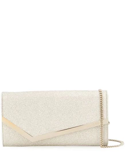 Женский клатч Jimmy Choo Emmie с глиттером и съёмной цепочкой, золотой