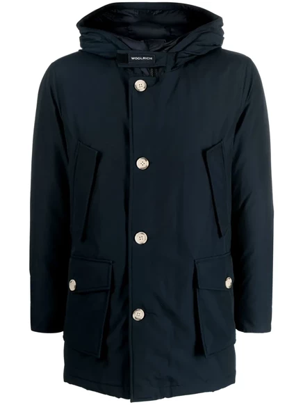 Мужская стёганая парка Woolrich с нашивкой логотипа, темно-синяя