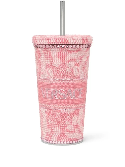 Дорожная чашка Versace Barocco, украшенная кристаллами pink