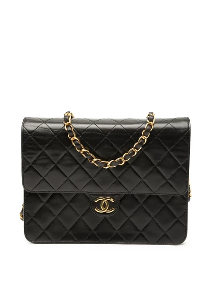 Женская сумка CHANEL Pre-Owned стёганая из кожи ягнёнка, черная