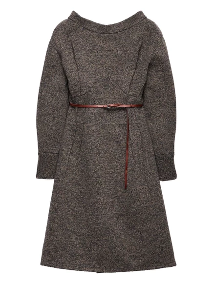 Женское платье Prada Mouliné миди шерстяное, коричневое