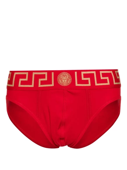 Мужские трусы-слипы Versace Greca Border хлопковые, красные