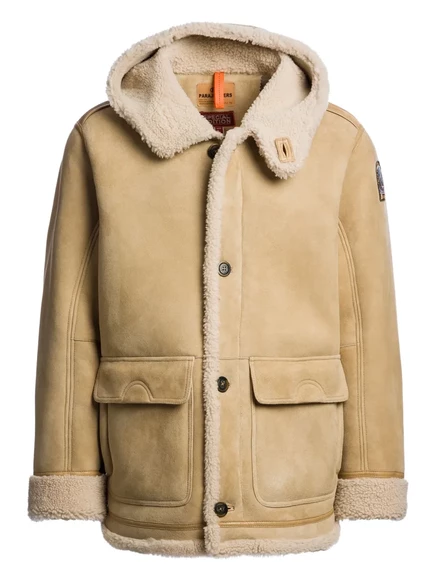 Мужская куртка Parajumpers из овчины с капюшоном, бежевая