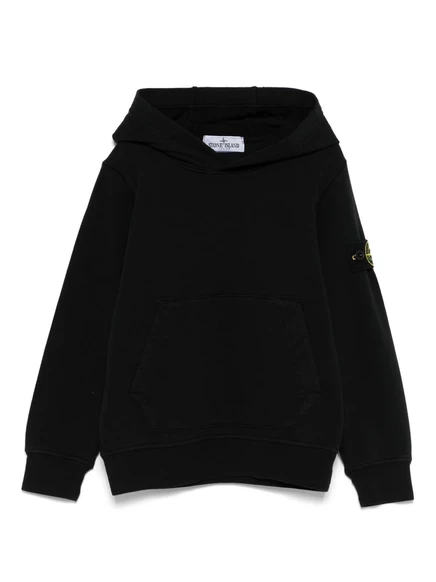 Худи для подростков Stone Island Junior с нашивкой Compass, черное