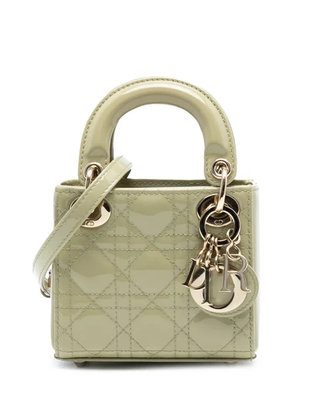 Женская сумка через плечо Christian Dior Pre-Owned Lady Dior микропатент, зеленая