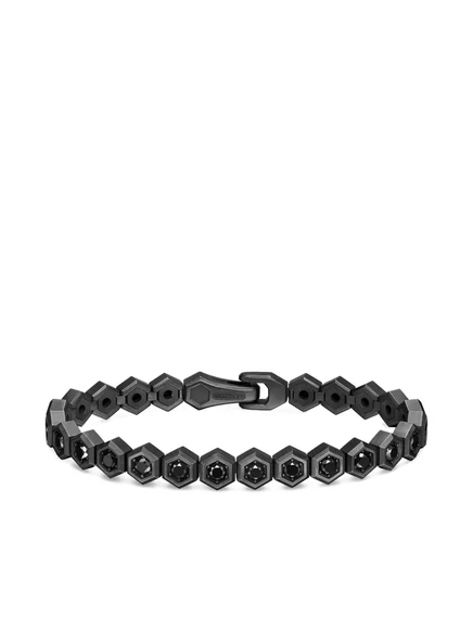Мужской титановый браслет David Yurman Hex Pavé с черными бриллиантами, черный