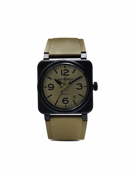 Мужские часы bell & ross br 03 military, 41 мм, хаки