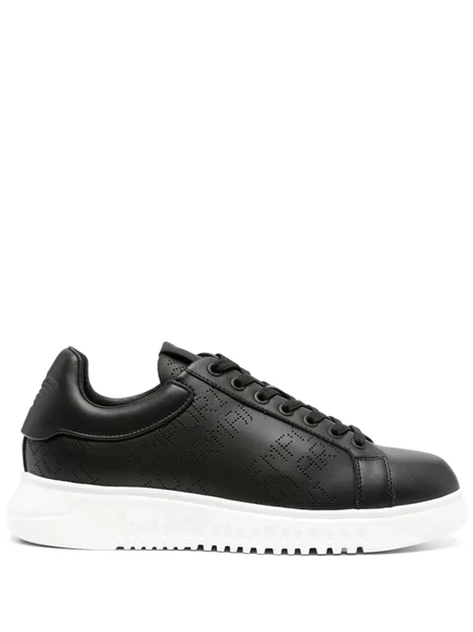 Кроссовки из перфорированной кожи с логотипом Emporio Armani Icon black