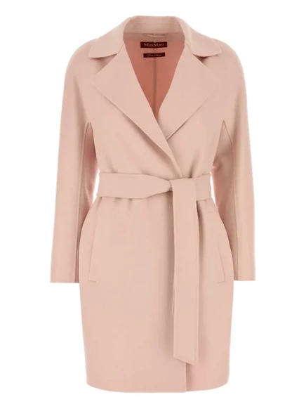 Пальто из смесовой шерсти Max Mara Ajaccio с поясом pink