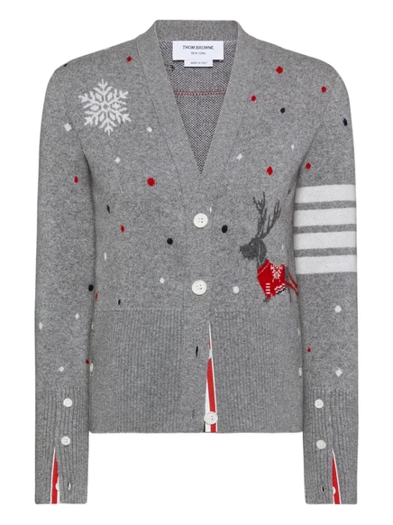 Женский кардиган Thom Browne Hector с интарсией, серый