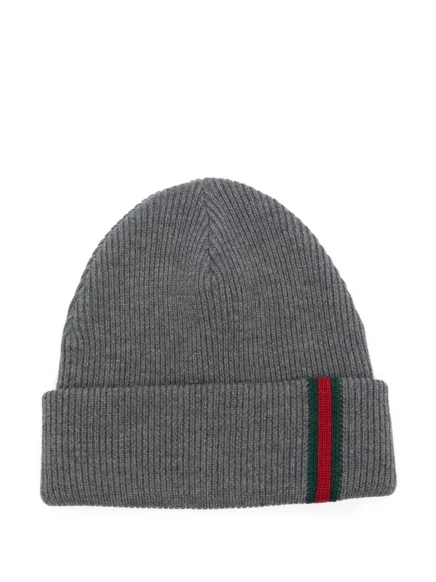 Унисекс шапка Gucci Web-stripe из шерсти, серая