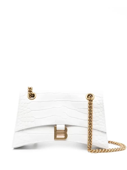 Сумка через плечо Balenciaga small Crush с тиснением под крокодила white