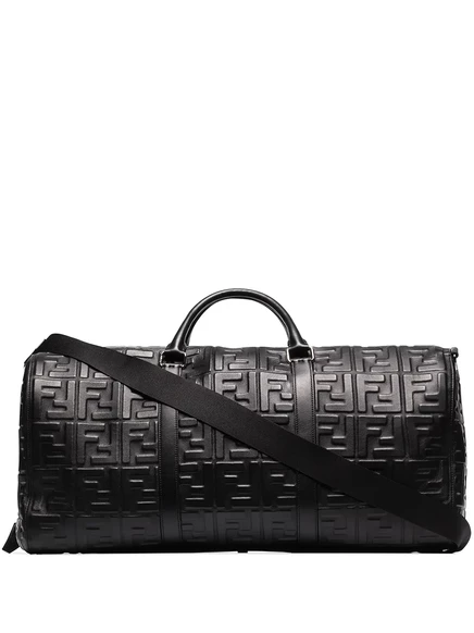 Мужская дорожная сумка Fendi с тиснёным логотипом, черная
