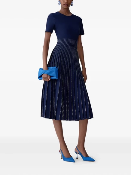 Женское платье Carolina Herrera с бисерной вышивкой, синее