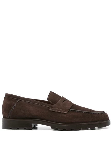 Мужские замшевые лоферы Santoni, коричневые