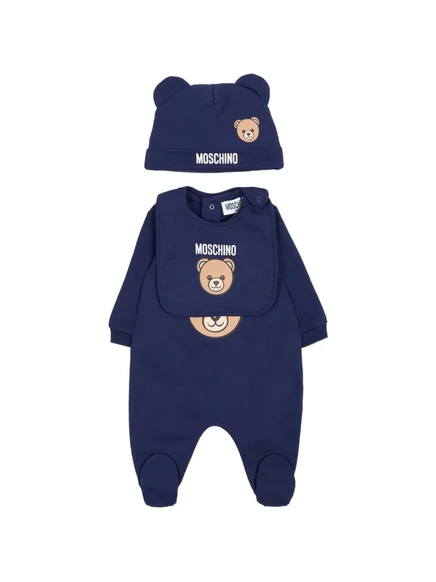 Детский комбинезон Moschino Kids с принтом медведя, синий