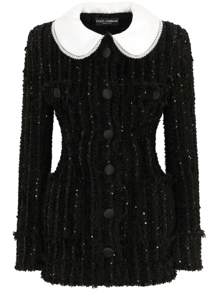 Твидовый пиджак Dolce & Gabbana с блестками black