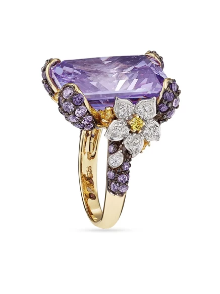 Женское кольцо Anabela Chan Lilac Cinderella 18kt позолота, сиреневое