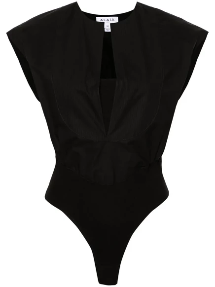 Облегающее боди в полоску от Alaïa black