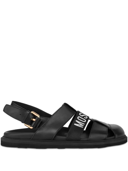 Мужские сандалии Moschino кожаные, черные