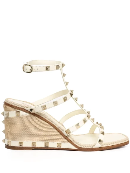 Женские эспадрильи Valentino Garavani Rockstud 80 мм, светло-бежевые