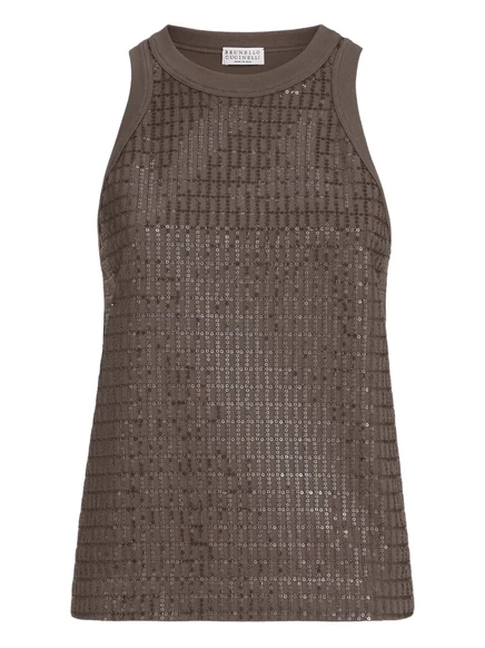 Женский топ Brunello Cucinelli в клетку, коричневый
